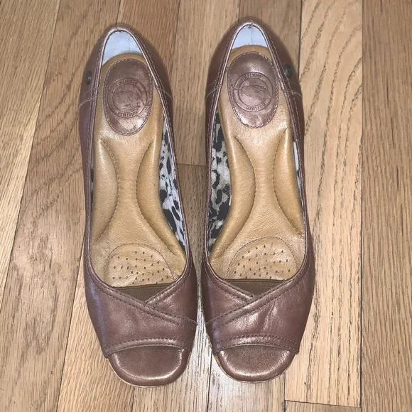 Nurture Peep Toe Metallic Cork Wedges - Picture 1 of 14